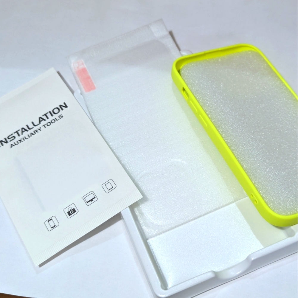 NEW. iPhone 14 Pro Case with Glass Protector (Neon Green)
